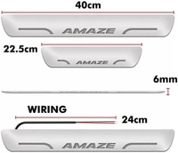Motowav Honda Amaze car door foot step led scuff sill plate Door Sill Plate - Free Size, Blue, New, Plastic
