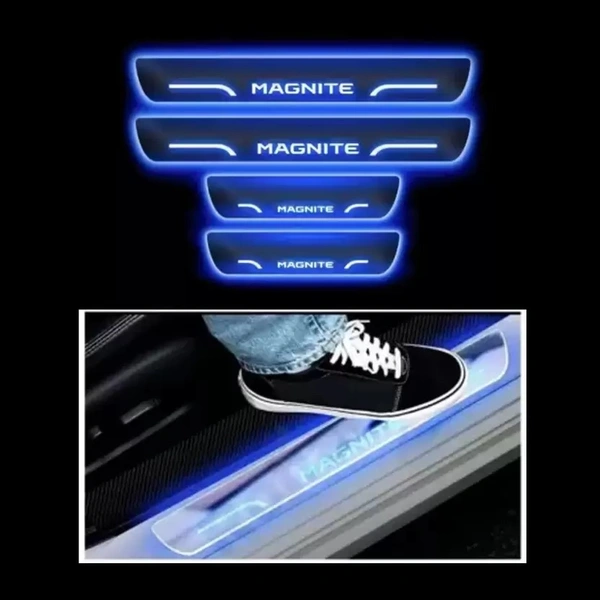 Motowav goshop Blue Sill Plate Premium Glass Finishing Foot Step Sill Plate Nissan Magnite Car Fancy Lights  (Blue) - Free Size, Blue, New, Plastic