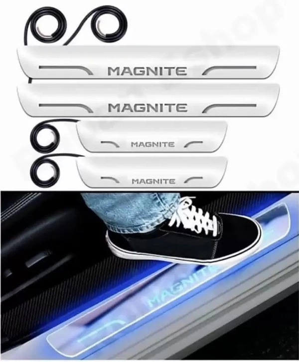 Motowav goshop Blue Sill Plate Premium Glass Finishing Foot Step Sill Plate Nissan Magnite Car Fancy Lights  (Blue) - Free Size, Blue, New, Plastic