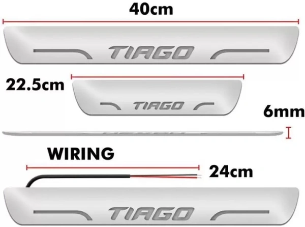 Motowav Tata Tiago car door foot step led sill scuff plate Door Sill Plate - Free Size, Blue, New, Plastic