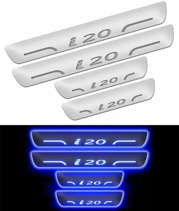Motowav  Hyundai i20 car door foot step led sill plate Door Sill Plate - Free Size, Blue, New, Plastic