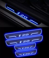 Motowav  Hyundai i20 car door foot step led sill plate Door Sill Plate - Free Size, Blue, New, Plastic