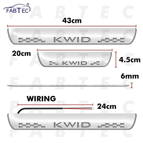 Motowav Car Door Foot Step with Mirror Finish Led Sill Plate Compatible for Renault Kwid (Set of 4PCS) (Blue) - Free Size, Blue, New, Plastic