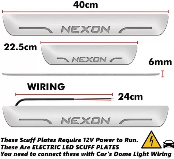 Motowav Tata Nexon car door foot step led sill plate Door Sill Plate - Free Size, Blue, New, Plastic