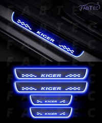 Motowav  Car Door Foot Step with Mirror Finish Led Sill Plate Compatible for Renault Kiger (Set of 4PCS, Blue) - Free Size, Blue, New, Plastic