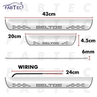 Motowav Car Door Foot Step with Mirror Finish Led Sill Plate Compatible for Kia Seltos (Set of 4) (Blue) - Free Size, Blue, New, Plastic