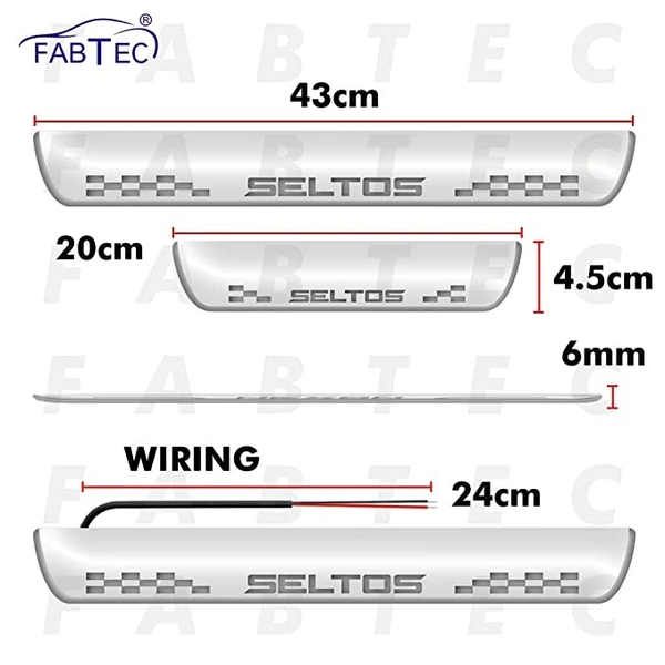 Motowav Car Door Foot Step with Mirror Finish Led Sill Plate Compatible for Kia Seltos (Set of 4) (Blue) - Free Size, Blue, New, Plastic