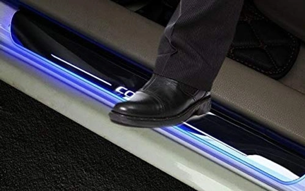 Motowav Car Accessories Door Foot Step Led Sill Plate for Hyundai Venue (Set of 4PCS, Blue) - Free Size, blue, new, Plastic