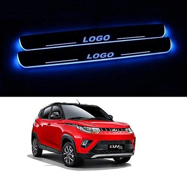 Motowav After Cars Mahindra KUV 300 Car Door Foot Step Led Sill Plate (Set of-4) Blue - Free Size, Blue, new, Plastic