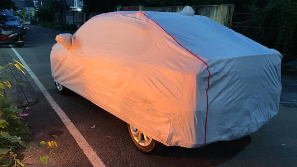 COVRE-X Waterproof Car Cover for Honda Amaze | Premium Sturdy Material | Heat and Dust Resistant | Heavy Buckle | Mirror and Antenna Pockets | Car Accessories Essentials (Silver) - FIT, SILVER, NEW, 100% Waterproof Metallic Silver Car Body Cover with Soft Cotton Interior Lining which also makes it Heat Resistant, keeping your car Dry and Cool.