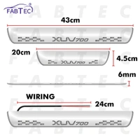Motowav Car Door Foot Step with Mirror Finish Led Sill Plate Compatible for Mahindra Xuv 700 (Set of 4pcs, Blue) - Free Size, Blue, New, Plastic
