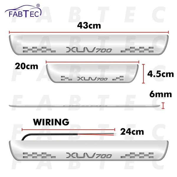 Motowav Car Door Foot Step with Mirror Finish Led Sill Plate Compatible for Mahindra Xuv 700 (Set of 4pcs, Blue) - Free Size, Blue, New, Plastic