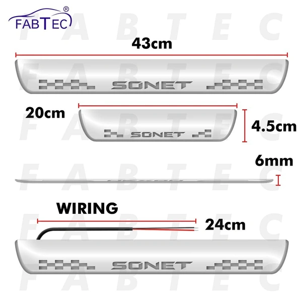Motowav Car Door Foot Step with Mirror Finish Led Sill Plate Compatible for Kia Sonet (Set of 4PCS) (Blue) - Free Size, Blue, New, Plastic