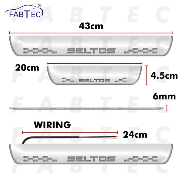 Motowav Car Door Foot Step with Mirror Finish Led Sill Plate Compatible for Kia Seltos (Set of 4) (Blue) - free Size, Blue, New, Plastic