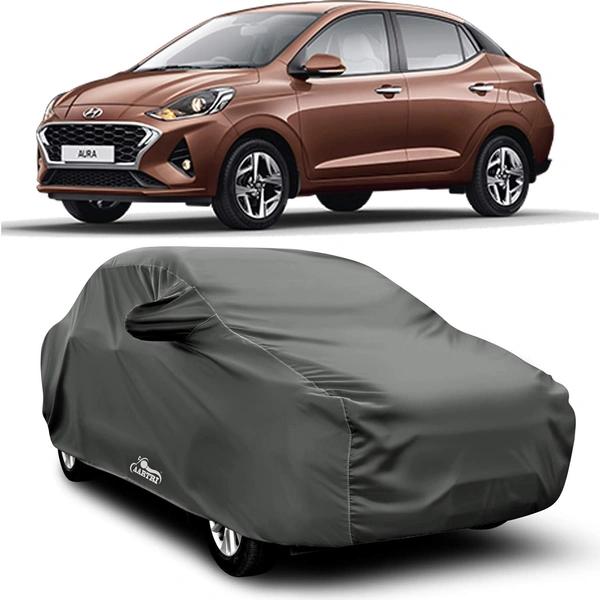 COVRE-X  Water Proof - dust Proof - car Body Cover for Compatible with Hyundai Aura car Cover - Water Proof UV Proof - car Body Cover (Grey with Mirror Pockets) - FIT, SILVER, NEW, 100% Waterproof Metallic Silver Car Body Cover with Soft Cotton Interior Lining which also makes it Heat Resistant, keeping your car Dry and Cool.