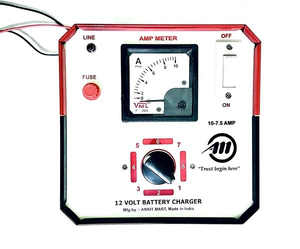 A&M 12 Volt Battery Fast Charger 6AH to 220AH car/Bike, Truck, Ups, Car and 12 Volt Chargers up to 10 amp - SMALL, RED&black, new, iron/copper