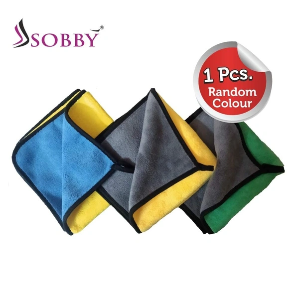 SOBBY 800 GSM Microfiber Cloth for Car Cleaning and Detailing - 40cm x 40cm (1 N - Multicolor) - small, any, new, Microfiber Cloth