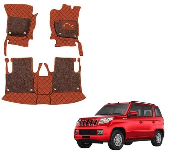 Mecranic 7D Floor mats TUV-300 Mahindra Tuv300 - FREE SIZE, BLACK/BROWN, NEW, RUBBER