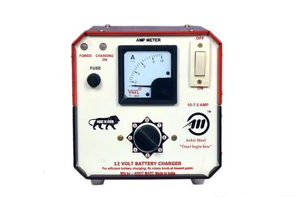 A/M 12 Volt Battery Charger 6AH to 220AH UP to 10 AMP car/Bike , Truck, Ups, Car (copper) - fit, White, NEW, COPPER