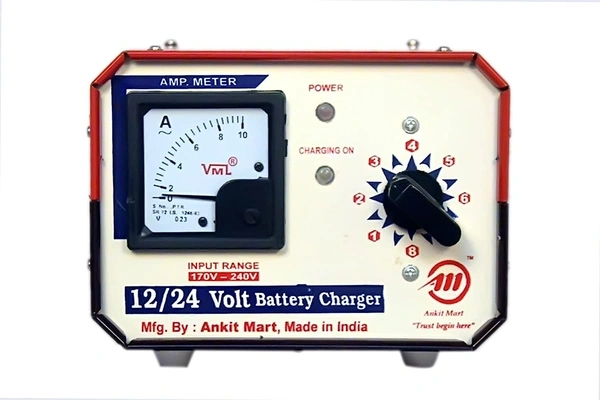 A/M 24/12Volts Battery Charger 10Ampere Lead Acid Automoblie/Inverter Battery (Red) This Charger Also Have a 12 Volt Socket and 24 Volt Socket 2 in one Actual 12/24 Volt and 10 amp with Power controlar. - fit, new, iron /copper