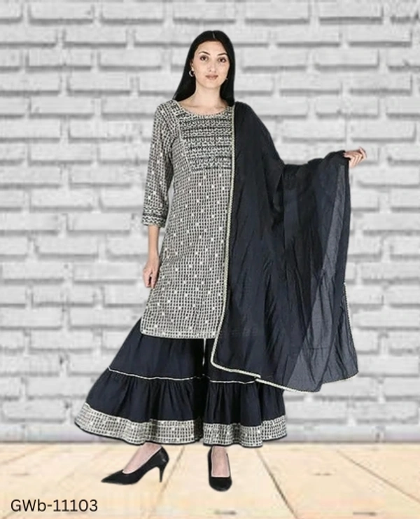 GWa-11103 Women Kurta Sharara dupatta Set - M