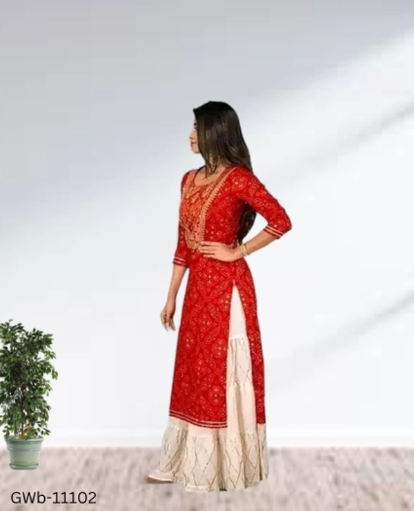 GWa-11102 Rayon Kurti With Sharara Set - L
