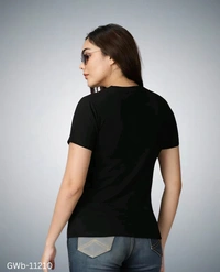 GWb-11210 Half Sleeve Black T-Shirt For Girls & Women's - XL