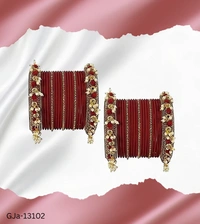 GJa-13102 Maroon Latkan Pattern Chuda set - 2.6