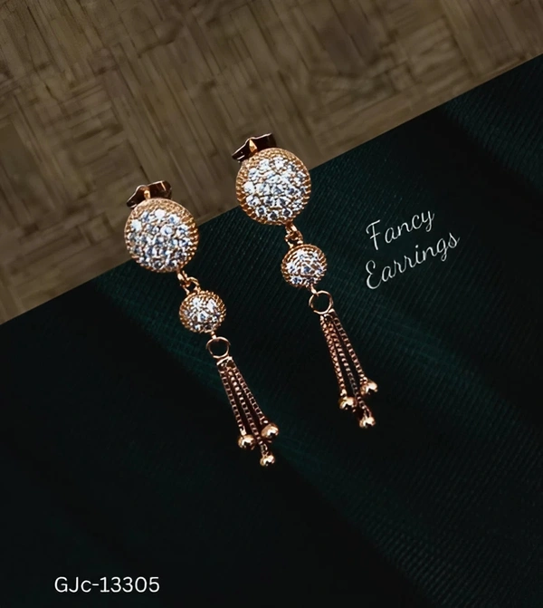 GJc-13305 American Diamond Earings Sets - Adjustable