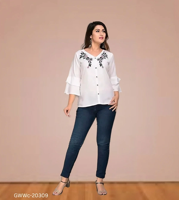 GWWc-20309 Rayon Embroidery Western Top - M
