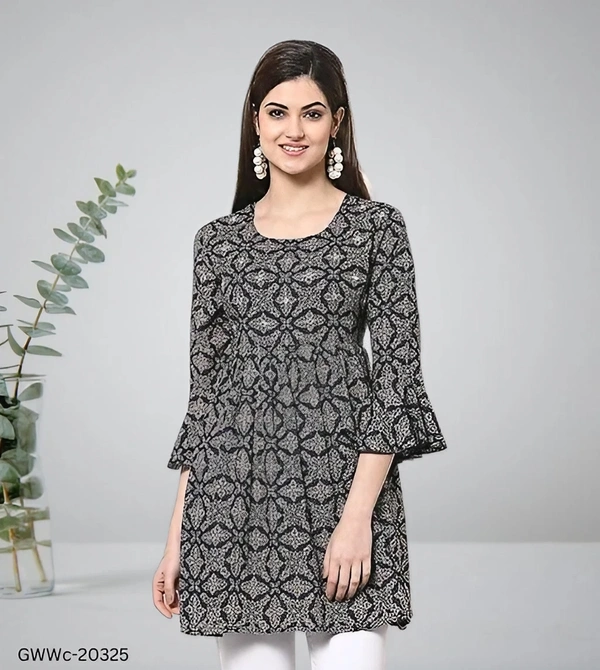 GWWc-20325 Womens Rayon Printed Ragular Top & Tunics - S