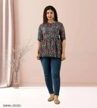 GWWc-20321 Printed Cotton Top For Women's - XL