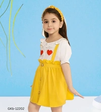 GKb-12202 Stylish Cotton Blend Frock For Girls - 3-4 Years