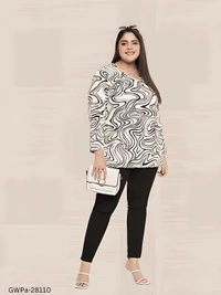 GWPa-28110 Polyester Printed Tops For & Women & Girl - 3XL