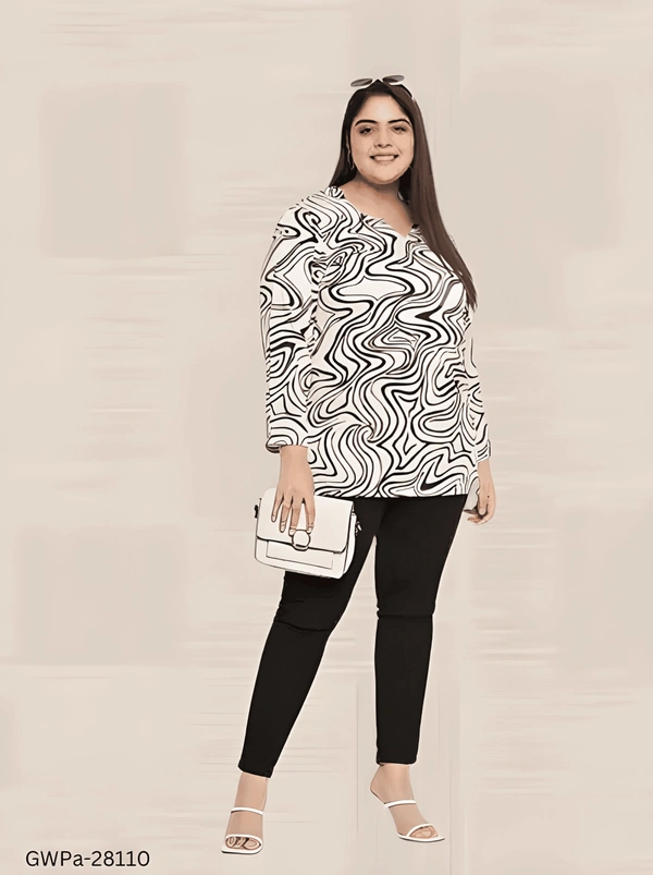 GWPa-28110 Polyester Printed Tops For & Women & Girl - 3XL