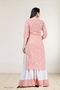 GGKc-15307 Women's Rayon Light Pink Kurta With Skirt - 5XL