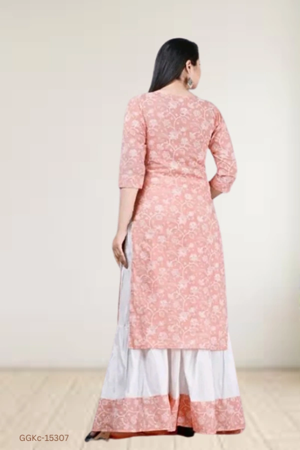 GGKc-15307 Women's Rayon Light Pink Kurta With Skirt - 5XL