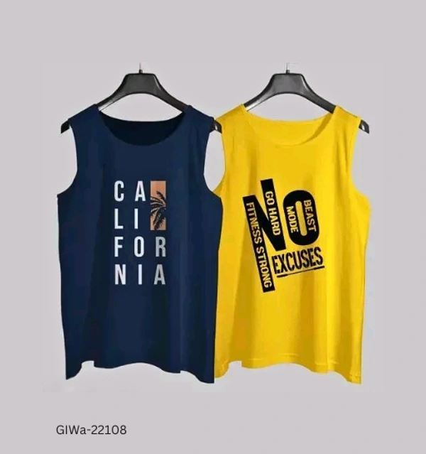 GIWa-22108 Men Vests Yellow Nevy Blue - M