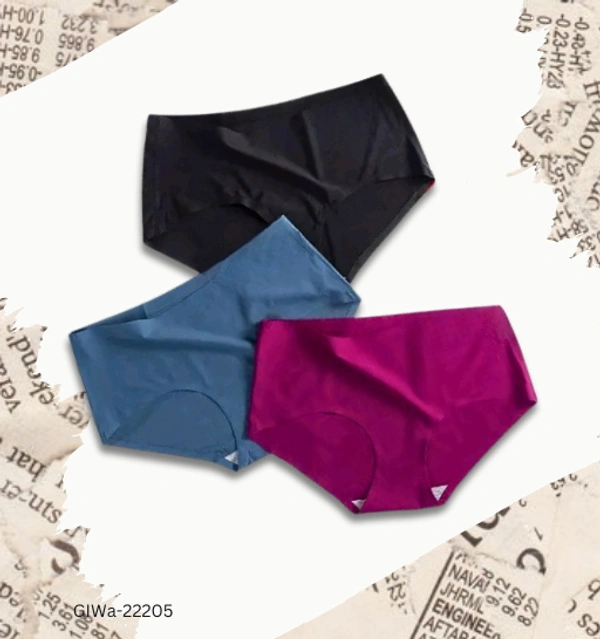 GIWb-22205 Ice Silk Mid-Waist Laser Cut Seamless Panties - Free Size