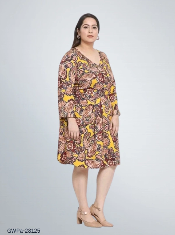 GWPa-28125 Multicolor Women Viscose Dress - 4XL