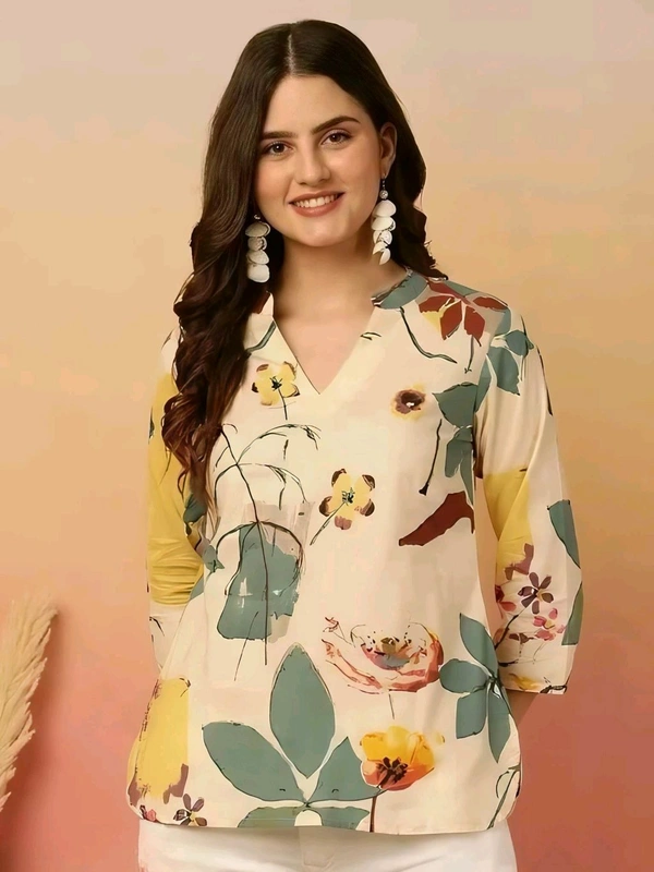 GWWc- 20330 Viscose Rayon Floral Print Tops - M