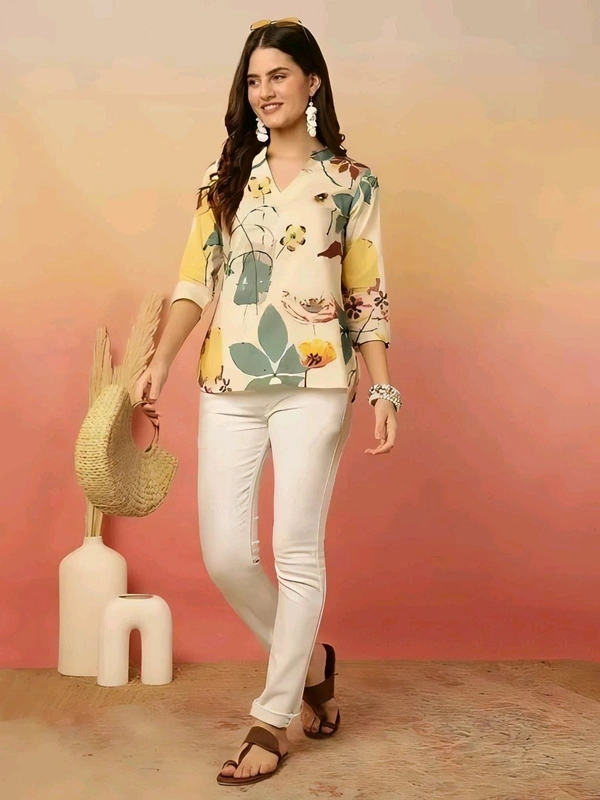 GWWc- 20330 Viscose Rayon Floral Print Tops - M