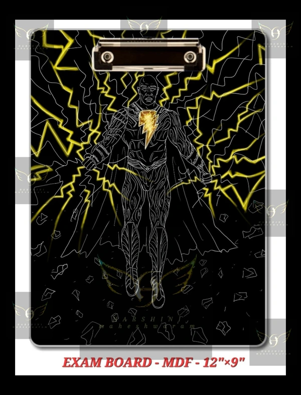 EXAM BOARD - Black Adam Art- By Harshini Maheshwaram - Black, 12×9 Inches