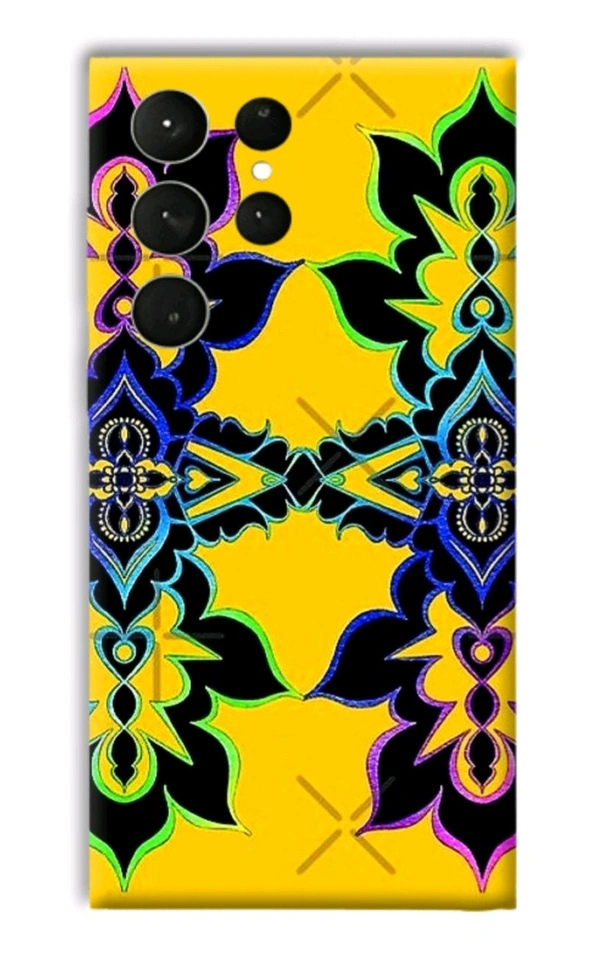 Glass Case Samsung Phone Back Cover- Yellow Floral Multicolor Art -by Harshini Maheshwaram
