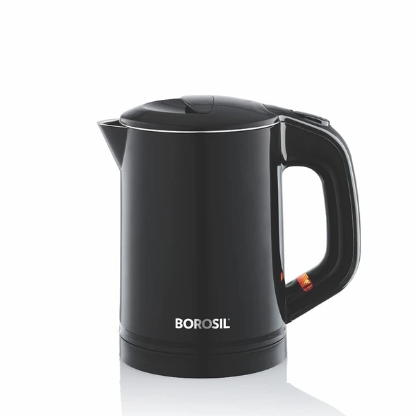 Borosil EVA Cool Touch 600ml Stainless Steel Kettle, Black