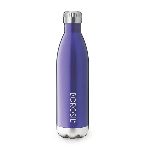 Borosil TRANS BOLT 1 L Stainless Steel- Vacuum Insulated Flask Water bottle, Blue