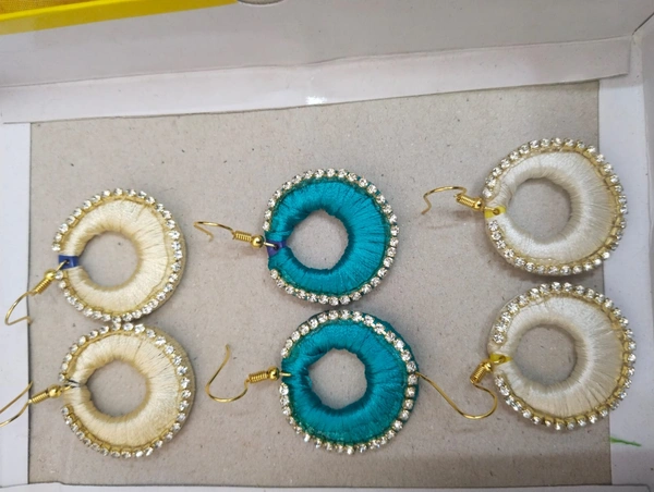 Earrings - free size, White, Blue, Sandle