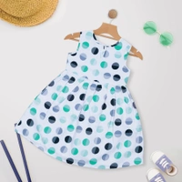 MYY Girls/Kids Sleeveless Polka Dot Printed Casual Dress - 5-6 Years, Green, 0.1