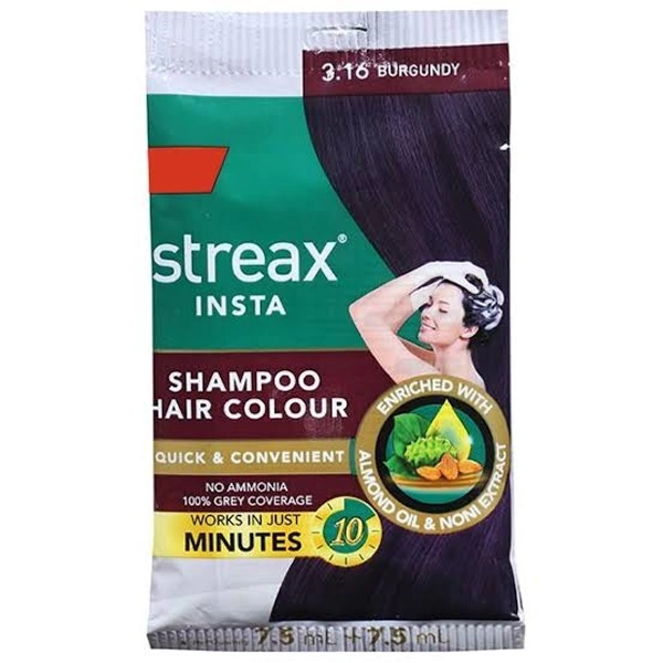 GOD STREAX INSTA SHAMPOO HAIR COLOUR BURGUNDY