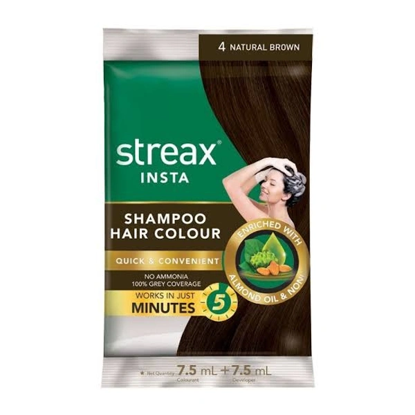 GOD STREAX INSTA SHAMPOO HAIR COLOUR N BROWN